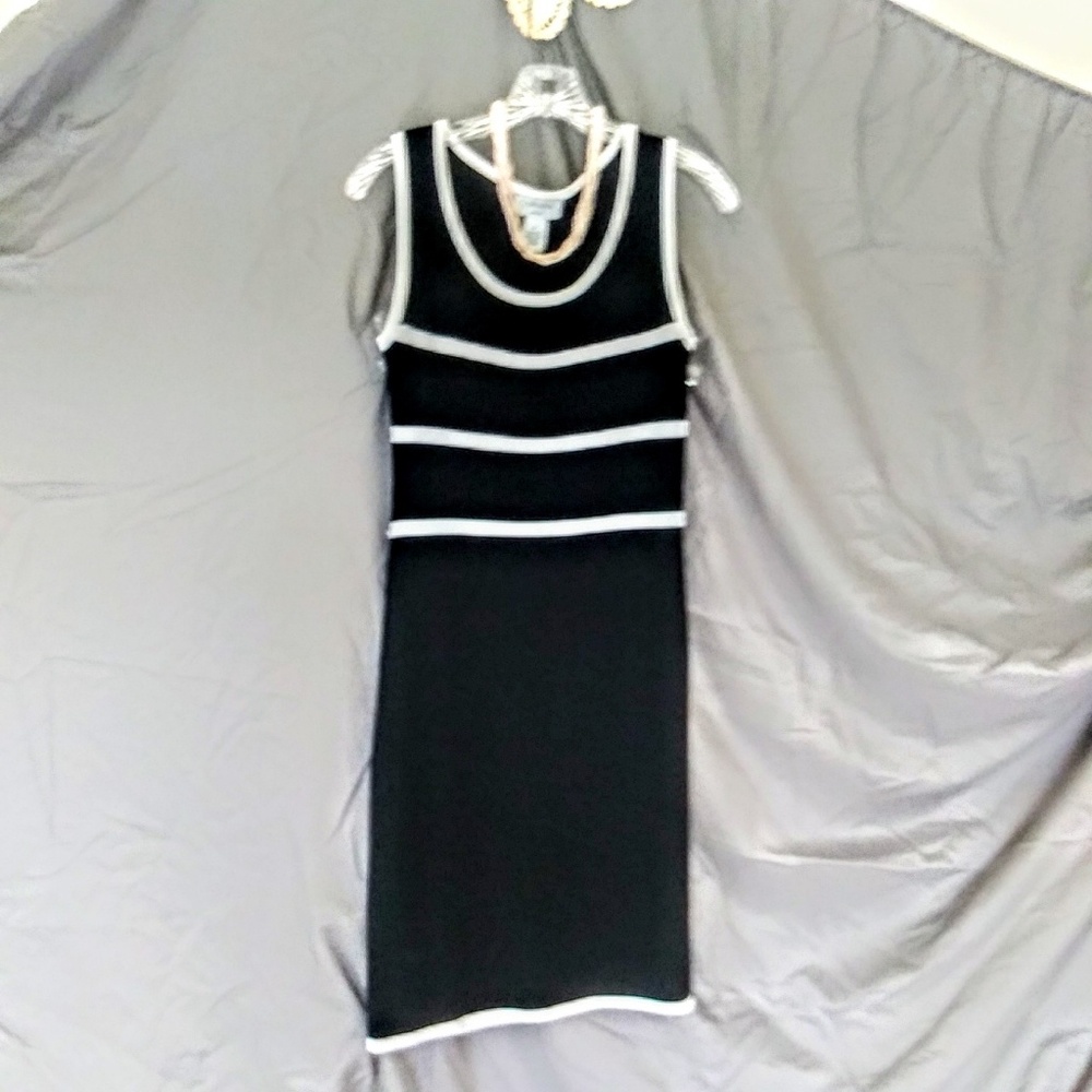 Carmen Marc Valvo Navy Knit Dress, Medium